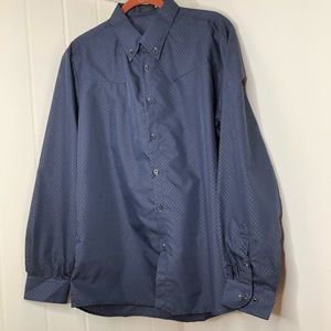 Long Sleeve Buttonup Navy Blue Blouse w/Collar